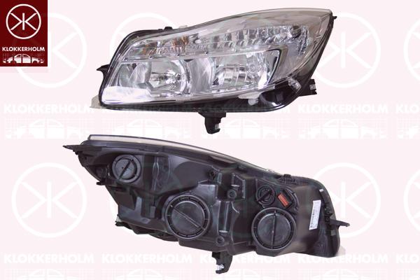 Headlight, with daytime running light, H7/H1, with motor for headlamp levelling, Hella, Right, Illuminance [lx]: 20, 12 16 688 (OPEL), 12 16 741 (OPEL), 13226783 (OPEL), 22831927 (OPEL)