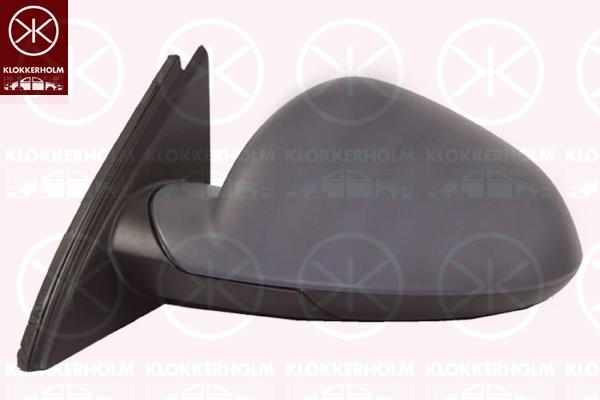 Exterior Mirror, w/primer, for electric mirror adjustment, Convex, Heatable, Right, Number of pins: 5, 13268737 (OPEL), 13329089 (OPEL), 64 28 287 (OPEL)