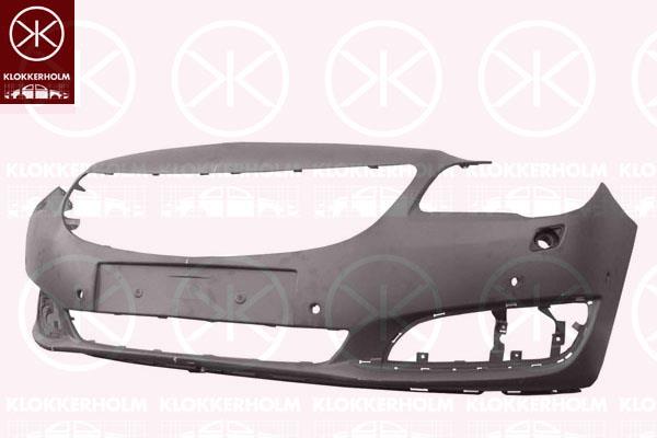 Bumper, with hole(s) for parking assistant system, Front, with hole(s) for washer nozzle, Number of bores: 6, w/primer, 14 01 114 (OPEL), 23106394 (OPEL)