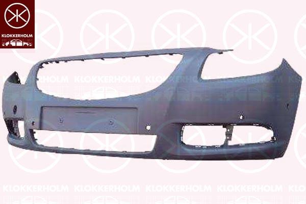 Bumper, Front, with hole(s) for parking assistant system, Number of bores: 6, w/primer, 13250552 (OPEL), 64 00 647 (OPEL)