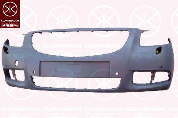 Bumper, Front, with hole(s) for washer nozzle, with hole(s) for parking assistant system, Number of bores: 6, w/primer, 13277152 (OPEL), 14 00 473 (OPEL)