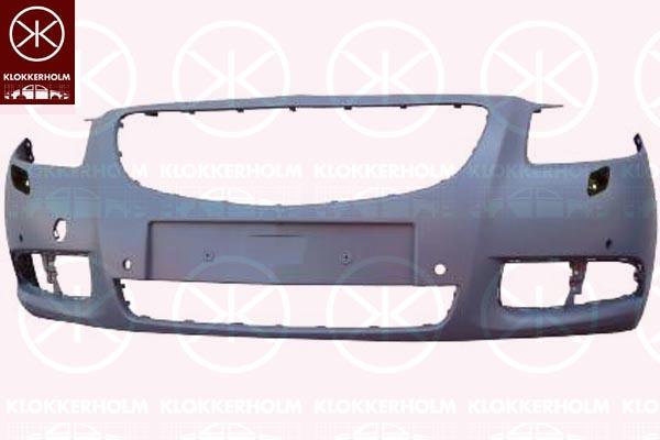 Bumper, Front, with hole(s) for washer nozzle, with hole(s) for parking distance control, Number of bores: 4, w/primer, 13277151 (OPEL), 14 00 472 (OPEL)