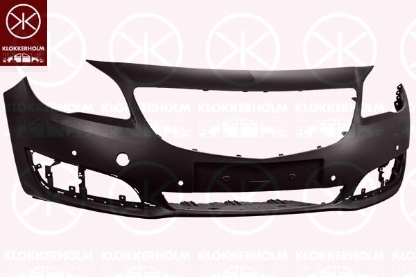 Bumper, Front, with hole(s) for parking distance control, w/primer, 14 01 115 (OPEL), 23106400 (OPEL)