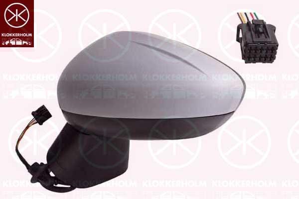 Exterior Mirror, Left, for electric mirror adjustment, Number of pins: 5, Heatable, w/primer, Convex, 13466842 (OPEL), 13485128 (OPEL), 39111485 (OPEL)