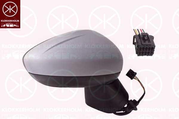 Exterior Mirror, Right, for electric mirror adjustment, Number of pins: 7, with thermo sensor, Heatable, w/primer, Convex, 13466843 (OPEL), 13485130 (OPEL), 39111499 (OPEL)