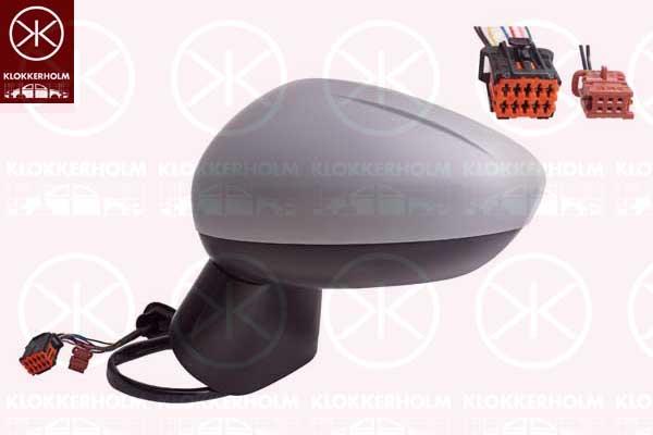 Exterior Mirror, Left, for vehicles with drive assistance system, Electronically foldable, Number of pins: 7, Number of pins: 2, Heatable, w/primer, Convex, 13466844 (OPEL), 39111485 (OPEL), 13485136 (OPEL)