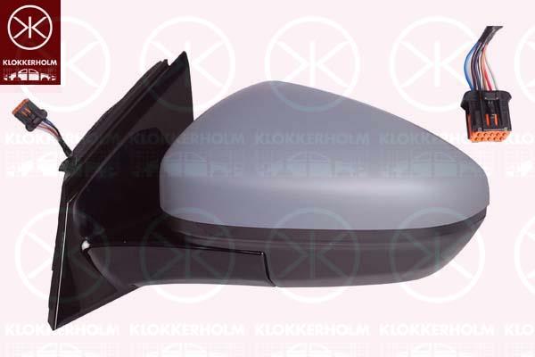 Exterior Mirror, Number of pins: 5, Left, Heatable, w/primer, Convex, 1618048380 (OPEL), 95525544 (OPEL), YP00031280 (OPEL)