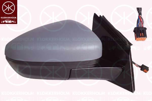 Exterior Mirror, Right, Number of pins: 7, with thermo sensor, Heatable, w/primer, Convex, 1618048480 (OPEL), 95525543 (OPEL), YP00031180 (OPEL)