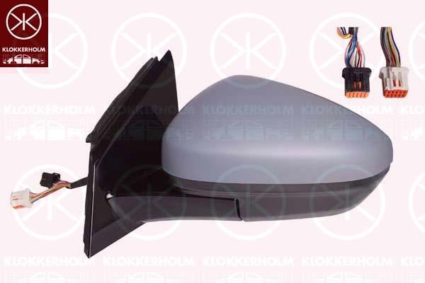 Exterior Mirror, Left, for vehicles with lane keeping assist, Electronically foldable, with memory, Number of pins: 7, Number of pins: 8, Heatable, w/primer, Convex, 1618048380 (OPEL), 95525546 (OPEL), YP00049180 (OPEL)