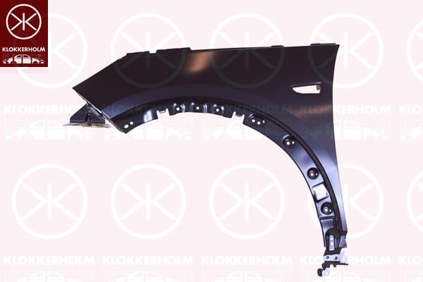 Wing, Aluminium, Left Front, with hole for direction indicator, 95525666 (OPEL), 9817517180 (OPEL)