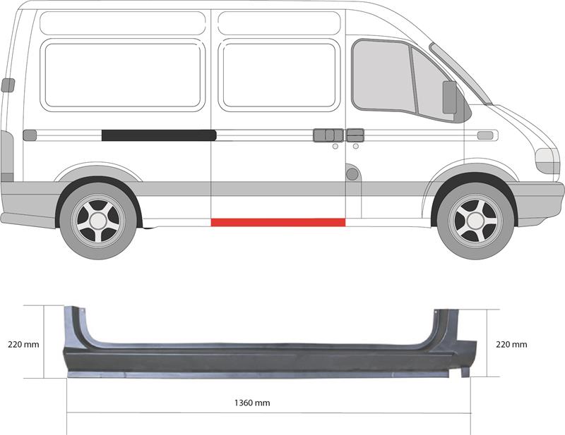 Rocker Panel, Right, for vehicles with sliding door, lateral installation, Repair Panel, Height [cm]: 24, 