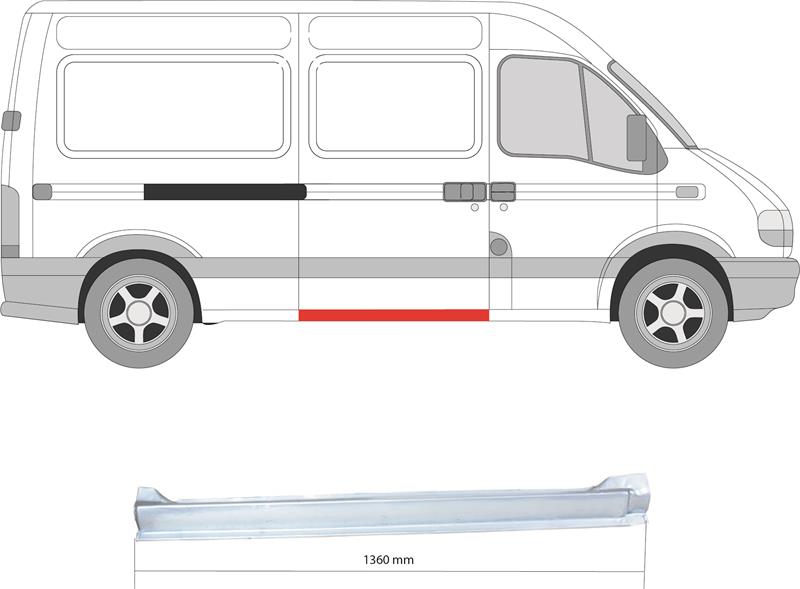 Rocker Panel, Right, for vehicles with sliding door, lateral installation, Repair Panel, 