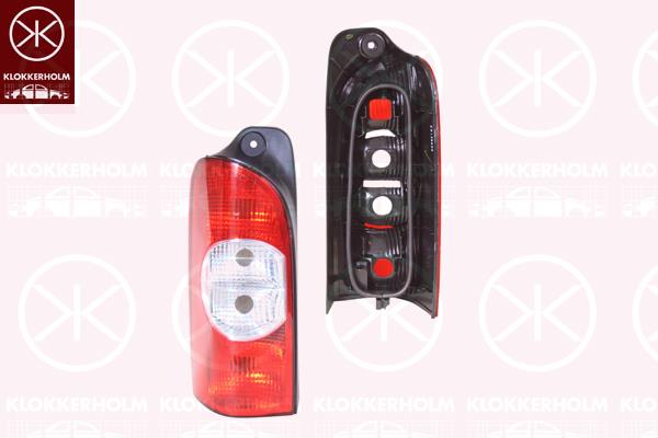 Tail Light Assembly, without bulb holder, white/red, Left, 09109956 (OPEL), 44 01 956 (OPEL), 4401956 (OPEL), 82 00 171 472 (RENAULT)