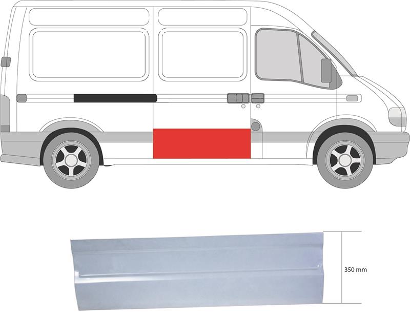 Door, body, Right Rear, lateral installation, Repair Panel, Lower Section, Height [cm]: 35, 