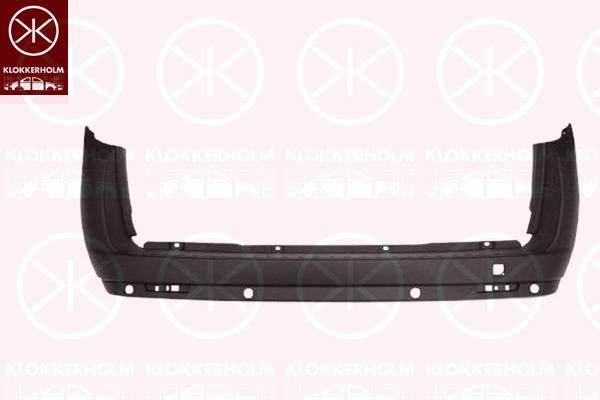 Bumper, Rear, black, with hole(s) for parking distance control, Trim Level: BAGKLAP, Number of Doors: 1, 14 04 482 (OPEL), 95513289 (OPEL)