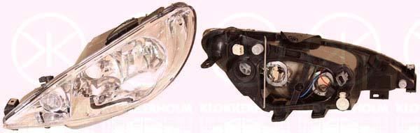 Headlight, H7/H7, for vehicles with headlight levelling, T.Y.C, Right, Illuminance [lx]: 12.5, 6205 S9 (PEUGEOT)