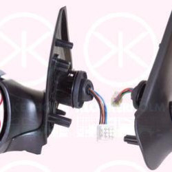 Exterior Mirror, Left, for electric mirror adjustment, Connector Shape: angular, Heatable, w/primer, Aspherical, 8149 JY (PEUGEOT), 8153 LA (PEUGEOT)