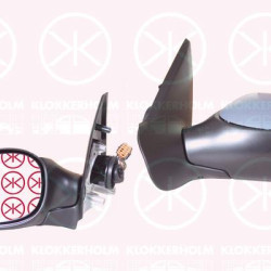 Exterior Mirror, Left, for electric mirror adjustment, Electronically foldable, Connector Shape: rectangular, Heatable, w/primer, Aspherical, 8149 JZ (PEUGEOT), 8149JQ (PEUGEOT), 8152 42 (PEUGEOT), 8153 LC (PEUGEOT)