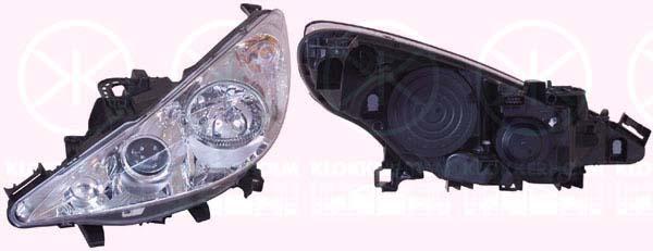 Priekinis žibintas, H7/H7/H1, for vehicles with dynamic bending light, with motor for headlamp levelling, Valeo, Right, Illuminance [lx]: 20, 6206 96 (PEUGEOT)