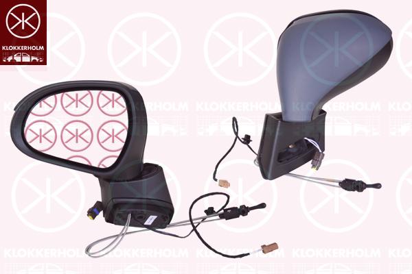 Veidrodis, w/primer, Control: cable pull, Left, with hole for direction indicator, Convex, 8149 ZE (PEUGEOT)