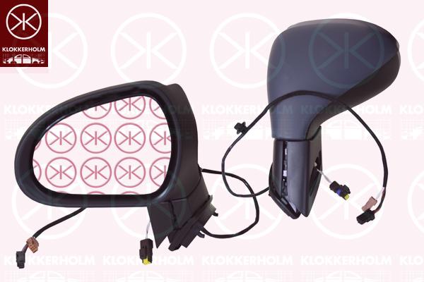 Veidrodis, w/primer, for electric mirror adjustment, Left, with hole for direction indicator, Convex, 8149 ZG (PEUGEOT)