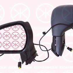 Veidrodis, w/primer, for electric mirror adjustment, Left, with hole for direction indicator, Convex, 8149 ZG (PEUGEOT)