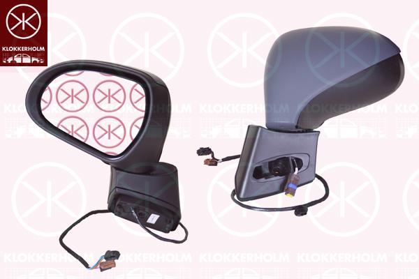 Veidrodis, Left, for electric mirror adjustment, Electronically foldable, with hole for direction indicator, w/primer, Heatable, Convex, 8149 ZK (PEUGEOT)