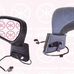 Veidrodis, Left, for electric mirror adjustment, Electronically foldable, with hole for direction indicator, w/primer, Heatable, Convex, 8149 ZK (PEUGEOT)