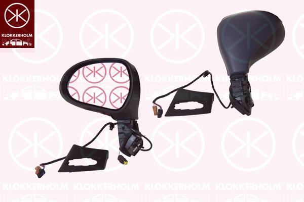 Veidrodis, Left, for electric mirror adjustment, with hole for direction indicator, w/primer, Heatable, Convex, 8153 AX (PEUGEOT), 96807053XT (PEUGEOT)