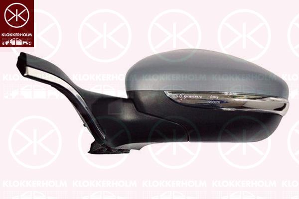 Veidrodis, Right, Electronically foldable, with trim strip, chrome, with indicator, with thermo sensor, Number of pins: 11, w/primer, Heatable, Convex, 1607512680 (PEUGEOT), 1607513080 (PEUGEOT), 1607512280 (PEUGEOT), 1607512080 (PEUGEOT), 1611240980 (PEUGEOT)