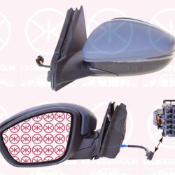 Veidrodis, Left, for electric mirror adjustment, Number of pins: 6, with indicator (LED), w/primer, Heatable, Convex, 982620551T (PEUGEOT), 9837260680 (PEUGEOT), 98260224XT (PEUGEOT), 98260224XT (OPEL), 9839237980 (PEUGEOT), 983767411T (PEUGEOT), 983767411T (OPEL)