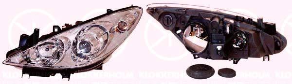 Headlight, Left, Illuminance [lx]: 25, Xenon, with motor for headlamp levelling, with control unit for xenon, D1S/H7, AL, 6208 87 (PEUGEOT)