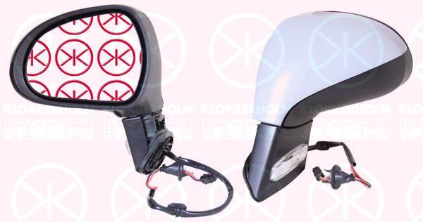 Exterior Mirror, w/primer, with indicator, for electric mirror adjustment, Convex, Heatable, Left, 8153 NE (PEUGEOT)