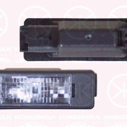 Licence Plate Light, with bulb holder, both sides, 0009688349480 (FIAT), 26510-AU300 (NISSAN), 26511-AU310 (NISSAN), 6340 A5 (DS), 6340 A5 (CITROEN), 6340 G9 (PEUGEOT), 6340 G9 (DS), 6340 G9 (CITROEN), 9688349480 (FIAT), A6398200156 (MERCEDES), A6398200256 (MERCEDES), A9069062100 (MERCEDES)