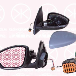 Veidrodis, Left, for electric mirror adjustment, with indicator, Number of pins: 6, Heatable, Convex, w/primer, 16 115 089 80 (PEUGEOT), 1610706880 (PEUGEOT), 1610707580 (PEUGEOT), 1610707980 (PEUGEOT), 1610708180 (PEUGEOT)