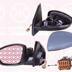 Veidrodis, Right, for electric mirror adjustment, Electronically foldable, Number of pins: 12, with indicator, with reading light, with thermo sensor, Heatable, Convex, w/primer, 1610707780 (PEUGEOT), 16 115 087 80 (PEUGEOT), 1610708080 (PEUGEOT), 1610707080 (PEUGEOT), 1610708280 (PEUGEOT)