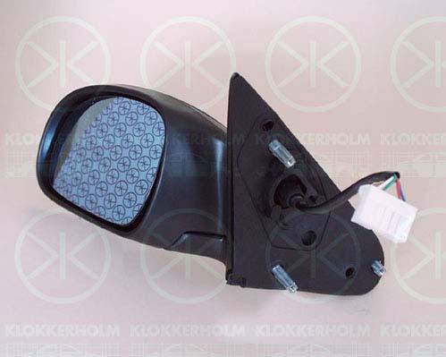 Exterior Mirror, Right, for electric mirror adjustment, w/primer, with thermo sensor, Heatable, Number of pins: 7, Blue-tinted, Convex, 8148 RY (PEUGEOT), 8149 T1 (PEUGEOT)