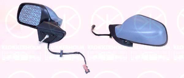 Exterior Mirror, w/primer, for electric mirror adjustment, Convex, Heatable, blue, Left, 8149 VF (PEUGEOT)