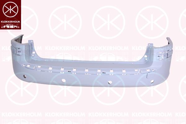 Bumper, w/primer, Rear, with hole(s) for parking distance control, 7410 V6 (PEUGEOT)