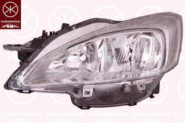 Headlight, Right, Illuminance [lx]: 12.5, H7/H7, with motor for headlamp levelling, Valeo, 6206W3 (PEUGEOT), 96 783 930 80 (PEUGEOT)