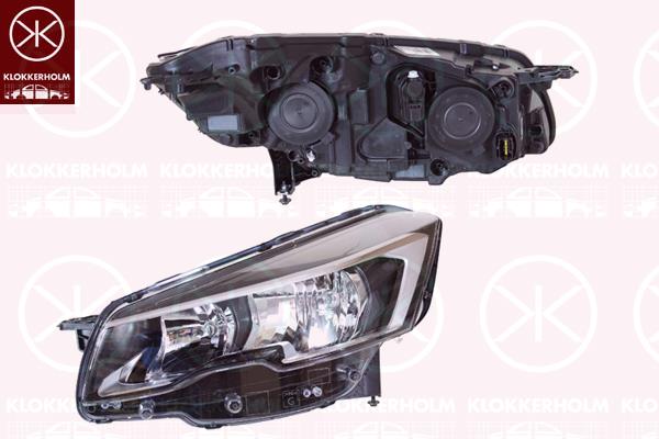 Headlight, Left, Illuminance [lx]: 20, H7/H7, with motor for headlamp levelling, Valeo, 9807241280 (PEUGEOT)