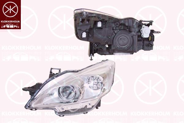 Headlight, Left, Illuminance [lx]: 17.5, Bi-Xenon, D1S/H7, for vehicles with dynamic bending light, with motor for headlamp levelling, without control unit for Xenon, Valeo, 16 139 658 80 (PEUGEOT), 6208 W5 (PEUGEOT), 6208W5 (PEUGEOT)