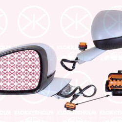 Exterior Mirror, Right, Number of pins: 8, for electric mirror adjustment, with thermo sensor, Heatable, w/primer, Convex, 8154 SG (PEUGEOT)