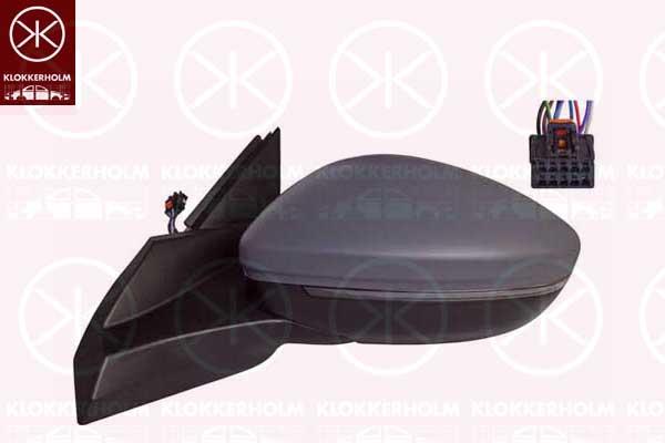 Veidrodėlis, Left, for electric mirror adjustment, Number of pins: 6, with indicator (LED), w/primer, Heatable, Convex, 982620551T (PEUGEOT), 9837260680 (PEUGEOT), 9839237980 (PEUGEOT), 98271327XT (PEUGEOT), 98271327XT (OPEL), 98271327XT (CITROEN)