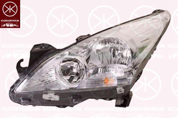 Headlight, H7/H7, with motor for headlamp levelling, Valeo, Right, Illuminance [lx]: 17.5, 6206 N9 (PEUGEOT)