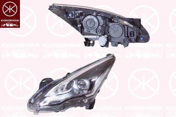 Headlight, Left, Illuminance [lx]: 17.5, Bi-Xenon, without control unit for Xenon, with motor for headlamp levelling, Valeo, 1617873480 (PEUGEOT), 9805525580 (PEUGEOT)