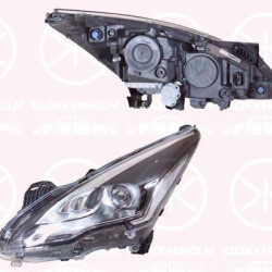 Headlight, Left, Illuminance [lx]: 17.5, Bi-Xenon, without control unit for Xenon, with motor for headlamp levelling, Valeo, 1617873480 (PEUGEOT), 9805525580 (PEUGEOT)