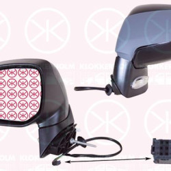 Exterior Mirror, Left, for electric mirror adjustment, Number of pins: 6, with indicator, Heatable, Convex, w/primer, 8153 ZT (PEUGEOT)