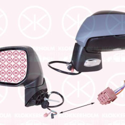 Exterior Mirror, Left, for electric mirror adjustment, Electronically foldable, Number of pins: 9, with indicator, with reading light, Heatable, Convex, w/primer, 8153 ZV (PEUGEOT)