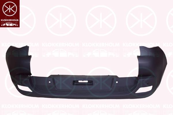 Bumper, w/primer, Rear, with hole(s) for parking distance control, 7410 JL (PEUGEOT)